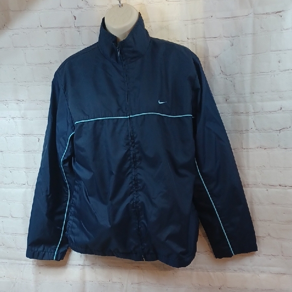 vintage nike lined track jacket navy blue y2k embroidered swoosh s - Picture 3 of 12